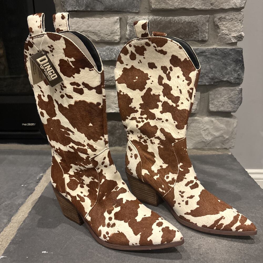 Dingo Live A Cow Pointed Toe Cowboy Brown/White Boots Women's Size 6.5